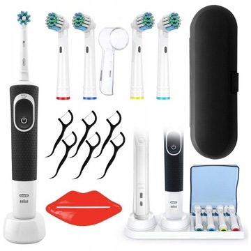 ZESTAW SZCZOTECZKA ORAL-B VITALITY 100 CZARNA + PODSTAWKA KOŃCÓWKI ETUI