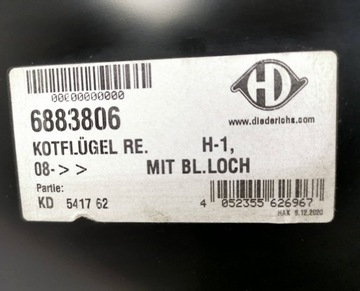 BLATNÍK PRAVÝ PŘEDNÍ HYUNDAI H1 BOX 2008- 6883806