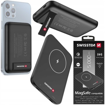 SWISSTEN POWERBANK MagSafe для телефона 5000мАч 15Вт