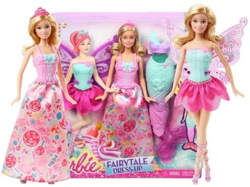 LALKA BARBIE FAIRYTALE lalka z ubrankami 3w1 KSIĘŻNICZKA SYRENKA WRÓŻKA