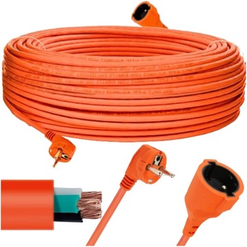 PRZEDŁUŻACZ KABEL OGRODOWY DO KOSIARKI 50M BUDOWLANY GRUBY SZNUR 3x2,5mm