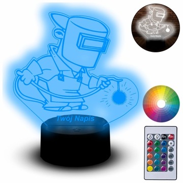 Lampka Led Na Biurko Statuetka 3D Praca Spawacz Zawód Dla Spawacza Imię
