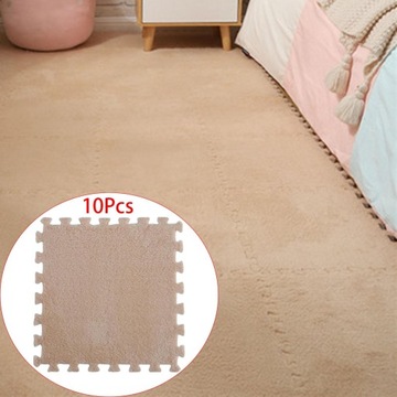10 sztuk mata do zabawy dla dzieci 30x30cm pluszowa piankowa mata podłogowa z puzzlami kwadratowa brązowa
