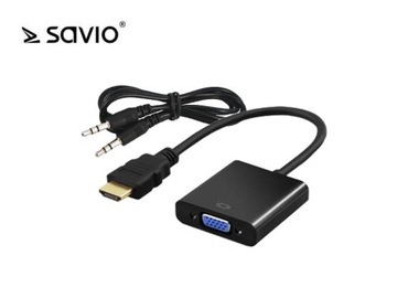 Adapter SAVIO CL-23B HDMI wtyk - VGA gniazdo