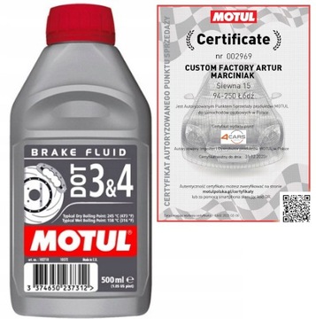 MOTUL DOT 3 DOT 4 PŁYN HAMULCOWY MOTOCYKLOWY 500ml