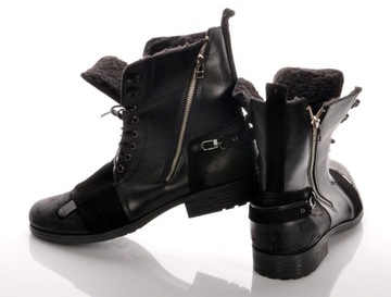 Bullet skórzane buty MILITARNE SKÓRA Workery GRUBA WEŁNA CIEPŁE ZIMA MEN 41