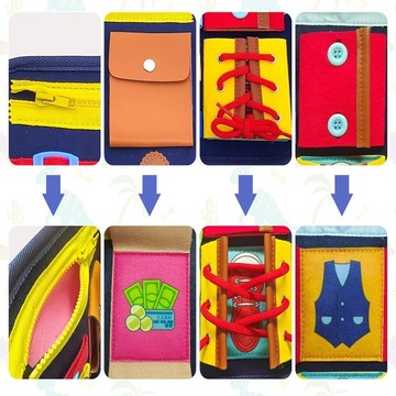 МЯГКИЙ ЧЕМОДАН МОНТЕССОРИ, СЕНСОРНАЯ МАНИПУЛЯЦИОННАЯ ДОСКА ДЛЯ ДЕТЕЙ