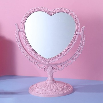 Настольное зеркало для макияжа, вращение на 360 градусов Зеркало для макияжа с розовым сердцем