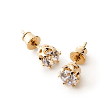 ZŁOTE KOLCZYKI Z CYRKONIAMI SWAROVSKI 6MM