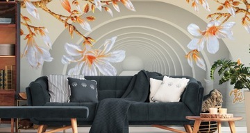 Оптические фотообои 3D туннель цветы гостиная 270x405