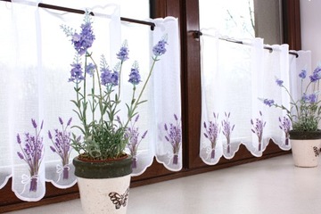 Заздростка Белая Штора для кухни Лаванда Высота вышивки 70 см