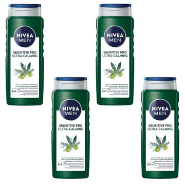 NIVEA MEN Sensitive PRO Żel pod prysznic delikatny łagodzący 4x500ml