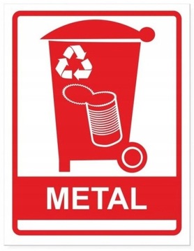 NAKLEJKA NA KOSZ DO SEGREGACJI ŚMIECI METAL 11x8