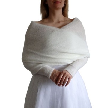 Современная свадебная шаль с рукавами | Свитер цвета слоновой кости| Универсальное дополнение XL