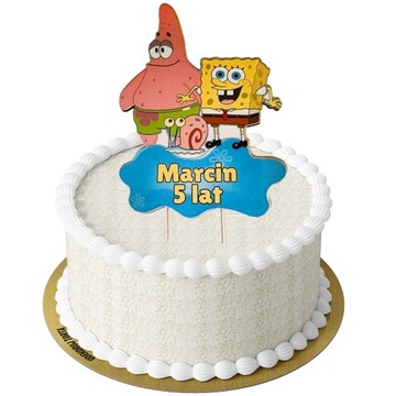 Topper kolorowy urodzinowy Spongebob +IMIĘ