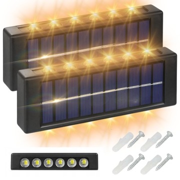 LAMPA SOLARNA ŚCIENNA KINKIETOWA ULICZNA CZUJNIK 12 LED 250W 3000 IM 2 SZT