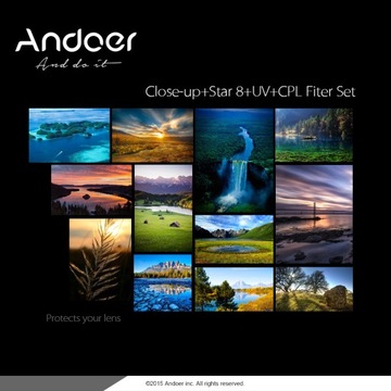 Andoer 55mm UV+CPL+Close-Up+4 +Star 8-Point