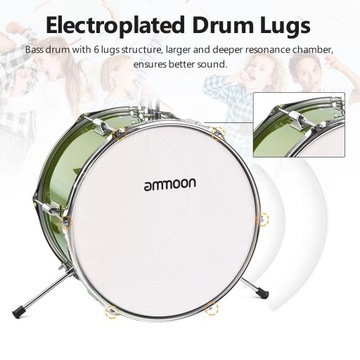 Детская барабанная установка ammoon 14 дюймов, состоящая из 3 предметов, с