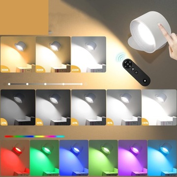 KINKIET WEWNĘTRZNA BEZPRZEWODOWA MAGNETYCZNA LAMPA ŚCIENNA LED RGB 2500mAh