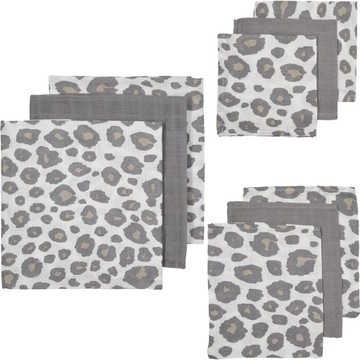 Meyco Baby Panter zestaw startowy - 9-pak - muslinowy - neutral/grey