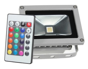 LAMPA ELEWACYJNA KOLOROWA HALOGEN 10W LED 16 KOLORÓW RGB PILOT SMD ZD48