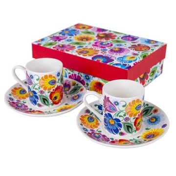 FILIŻANKI DO ESPRESSO BASIA 2 SZT - FOLK ŁOWICKA