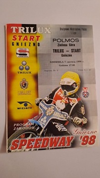 START GNIEZNO - FALUBAZ ZIELONA GÓRA 07-06-1998 - PROGRAM ŻUŻLOWY CZYSTY