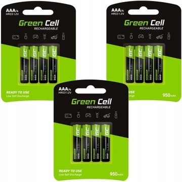 GREEN CELL 12X AKUMULATORKI BATERIE AAA R3 950mAh