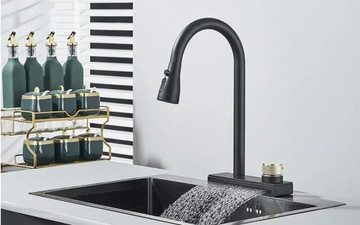 Смеситель для кухни Caterina с водопадом и гибким изливом Черный