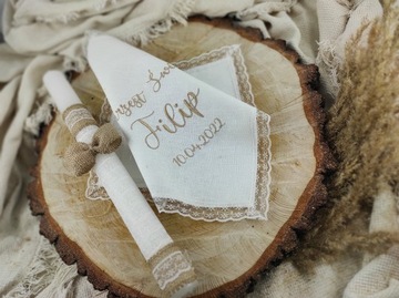 ŚWIECA NA CHRZEST + SZATKA DO CHRZTU HAFT