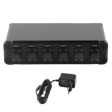 Mikser dźwięku 2 w 4 wyjścia z regulacją głośności 3.5mm jack