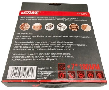 VERKE V44219 ДИСК ДЛЯ ШЛИФОВАНИЯ ПО БЕТОНУ TURBO POT 180 мм