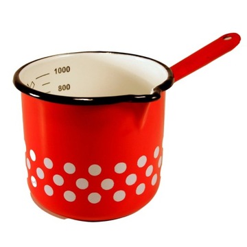 Rondel garnek retro emaliowany 1 L z miarką CZ