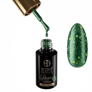 BOSKA NAILS lakier hybrydowy do paznokci drobinki GLITTER Green Rain 437