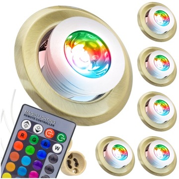 5x OPRAWKA HALOGENOWA ŻARÓWKA LED RGB +PILOT