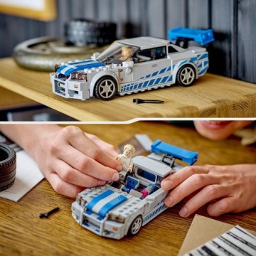 МОДЕЛЬ LEGO FAST&FURIOUS NISSAN SKYLINE GT-R R34 ОТЛИЧНЫЙ ПОДАРОК ​​+ МИНИФИГУРА