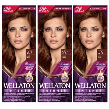 Wellaton Intense Farba do Włosów 5/77 Gorzka Czekolada z Olejkiem Argan x 3
