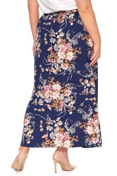 SPÓDNICA DAMSKA MAXI DŁUGA ROZCIĘCIE WZÓR KWIATY KOBIECA ZWIEWNA MORAJ XL
