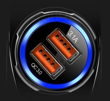 БЫСТРОЕ АВТОМОБИЛЬНОЕ ЗАРЯДНОЕ УСТРОЙСТВО 3,1 А ДЛЯ АВТОМОБИЛЯ USB LED QC 3.0, 2 порта USB
