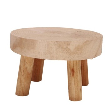 1 PC Mini stojak na doniczki z litego drewna, lite