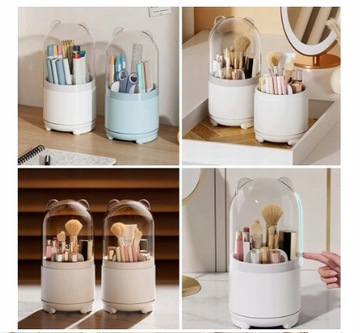 Органайзер для кистей для макияжа с вращающейся крышкой.