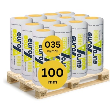 Wełna mineralna szklana 100 mm 035 - 72 m2 - 12 rolek ATEST