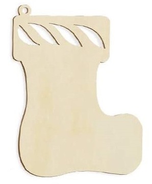 SKARPETKA ŚWIĄTECZNA DEKO ZAWIESZKA DREWNIANA 8cm