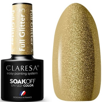CLARESA LAKIER HYBRYDOWY UV/LED FULL GLITTER 3