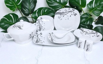 ОБЕДЕННЫЙ НАБОР ТАРЕЛОК НАБОР ПОСУДЫ НА 12 ПЕРСОН ФАРФОР