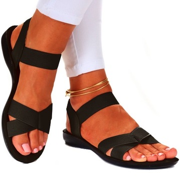 SANDAŁY DAMSKIE SPORTOWE PROFILOWANE PŁASKIE GUMA