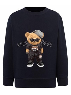 Bluza chłopięca granatowa z misiem, r. 128/134