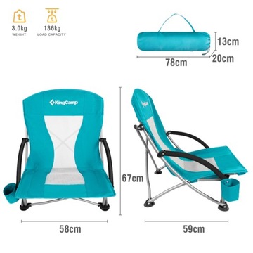 Składane krzesło kempingowe KING CAMP Deluxe Turkusowe