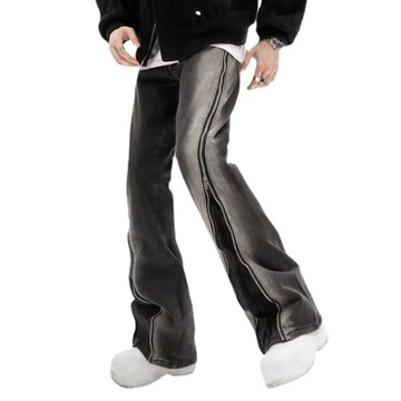 American street retro gradient color zipper flared