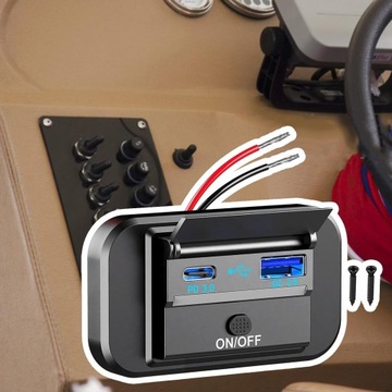 12 В 24 В двойной USB-переключатель автомобильного зарядного устройства для автомобиля морской лодки черный